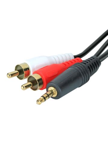 Cablenet 15m Audio 3.5mm Stereo Plug - 2 x RCA Plug Black PVC Cable