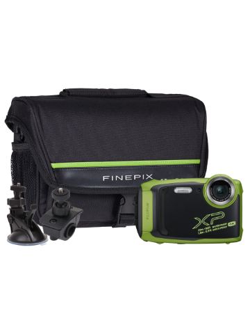 Fujifilm Finepix XP140 16.4MP 5x Zoom Tough Compact Camera, Bicycle Mount, Large Suction Mount & Cas