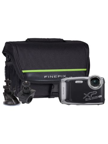 Fujifilm Finepix XP140 16.4MP 5x Zoom Tough Compact Camera, Bicycle Mount, Large Suction Mount & Cas