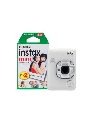 Fujifilm Instax Mini LiPlay Hybrid Instant Camera (20 Shots) - Stone White