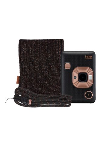 Fujifilm Instax Mini LiPlay Hybrid Instant Camera with FREE Pouch & Neck Strap - Elegant Black