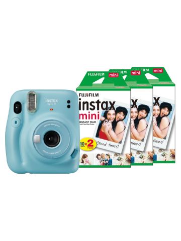 Fujifilm Instax Mini 11 Instant Camera with 60 Shot Film Pack - Sky Blue