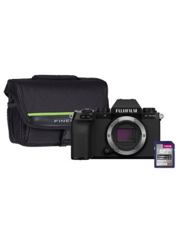 Fujifilm X-S10 Mirrorless Camera with 128GB SD Card & Case - Black, Body Only