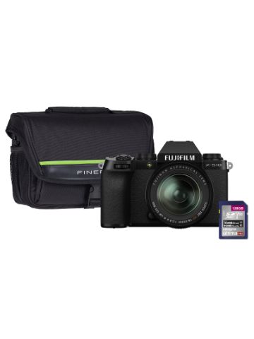 Fujifilm X-S10 Mirrorless Camera with 18-55mm f/2.8-4 R LM OIS XF Lens, 128GB SD Card & Case - Black