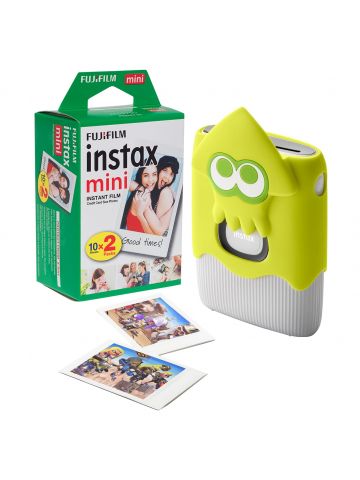 Fujifilm Instax Mini Link 2 Wireless Photo Printer with Special Edition Nintendo Splatoon Case and 20 Shot Film Pack - Clay White