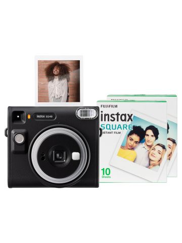 Fujifilm Instax Square SQ40 Instant Camera with 20 Shot Pack - Black