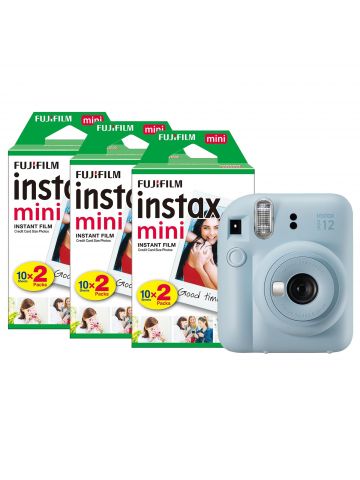 Fujifilm Instax Mini 12 Instant Camera with 60 Shot Film Pack - Pastel Blue