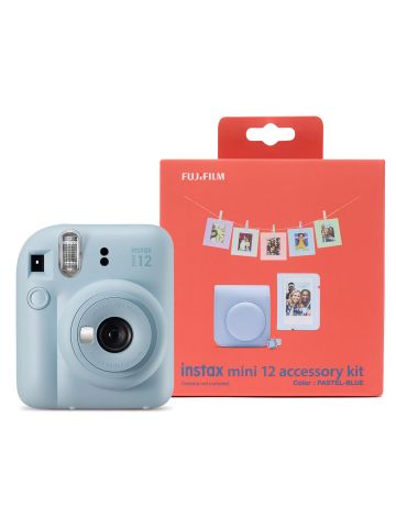 Fujifilm Instax Mini 12 Instant Camera with Case, Photo Album, Hanging Cards & Pegs  Pastel Blue