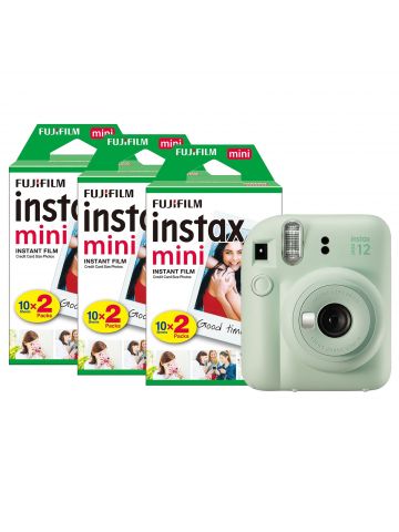 Fujifilm Instax Mini 12 Instant Camera with 60 Shot Film Pack - Mint Green