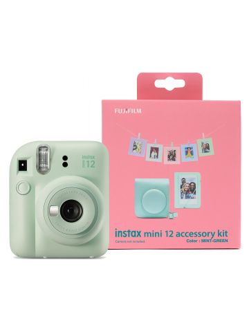 Fujifilm Instax Mini 12 Instant Camera with Case, Photo Album, Hanging Cards & Pegs  Mint Green