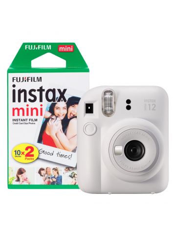 Fujifilm Instax Mini 12 Instant Camera with 20 Shot Film Pack - Clay White