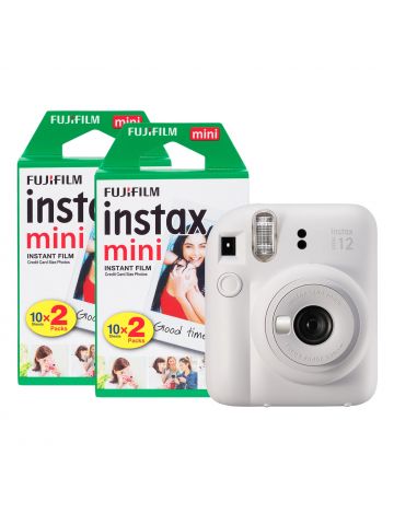 Fujifilm Instax Mini 12 Instant Camera with 40 Shot Film Pack - Clay White