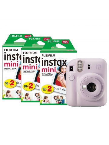 Fujifilm Instax Mini 12 Instant Camera with 60 Shot Film Pack - Lilac Purple