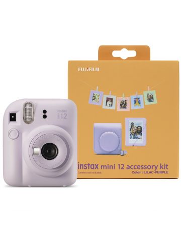 Fujifilm Instax Mini 12 Instant Camera with Case, Photo Album, Hanging Cards & Pegs - Lilac Purple