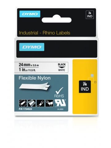 Dymo 1734524/S0773840 Ribbon Nylon flexible black on white 24mm x 3,5m for Dymo Rhino 6-24mm