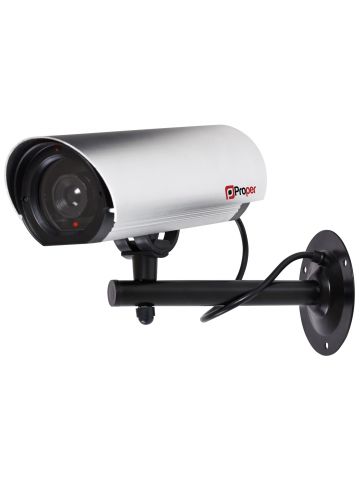 ProperAV Imitation Large Security Camera Aluminium 23cm Body LED Light Silver