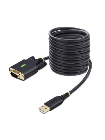 StarTech.com 10ft (3m) USB to Serial Adapter Cable, COM Retention, Interchangeable Screws/Nuts, USB-A to DB9 RS232, FTDI IC, ESD Protection, Windows/macOS/Linux