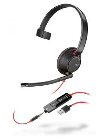 POLY Blackwire 5210 Headset Wired Head-band Calls/Music USB Type-A Black, Red