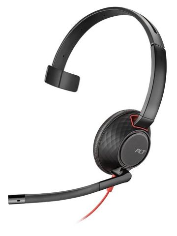 POLY Blackwire 5210 Headset Wired Head-band Calls/Music USB Type-C Black, Red