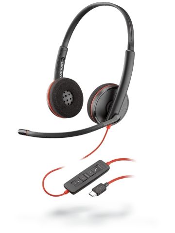 POLY Blackwire 3220 Headset Wired Head-band Office/Call center USB Type-C Black, Red