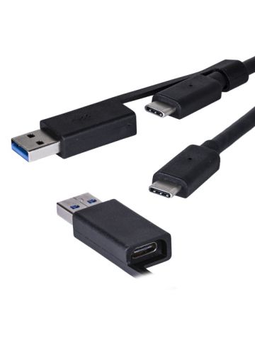 Cablenet 1m USB 3.1c Male - USB 3.1c Male Black Cable with USB 3.0 Adaptor