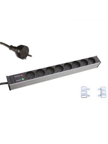 Retex 19" Aluminium PDU 8-way K-IT Outlet. With Source Protection