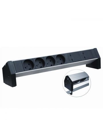 Retex Aluminium PDU 380x45x45mm. Table. 4-way K Outlet+