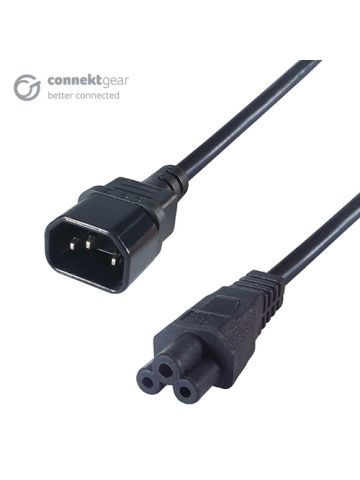 connektgear 15cm Mains Power Adapter C14 Plug to C5 (Cloverleaf) Socket