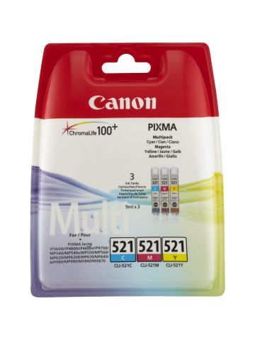 Canon 2934B010/CLI-521 Ink cartridge multi pack C,M,Y, 3x446 pages ISO/IEC 24711 9ml Pack=3 for Canon Pixma IP 3600/MP 980