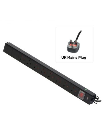 Lindy 8 Way UK Mains Sockets, Vertical PDU with UK Mains Plug