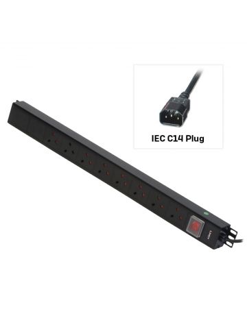 Lindy 8 Way UK Mains Sockets, Vertical PDU with IEC Mains Cable