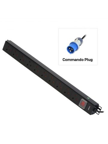 Lindy 10 Way UK Mains Sockets, Vertical PDU with Commando Plug