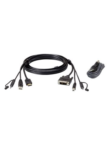 ATEN HDMI to DVI-D USB USB KVM Cable with Audio; 1,8M USB HDMI to DVI-D Secure KVM