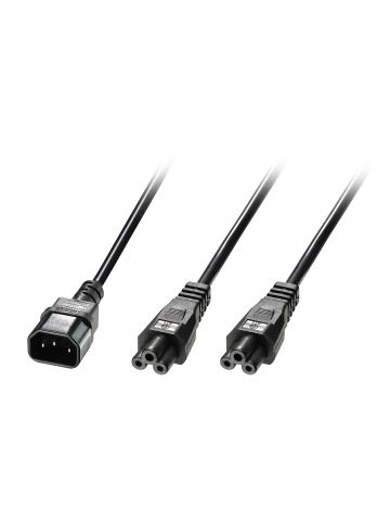 Lindy 2.5m IEC C14 to 2xIEC C5 Splitter Extension Cable