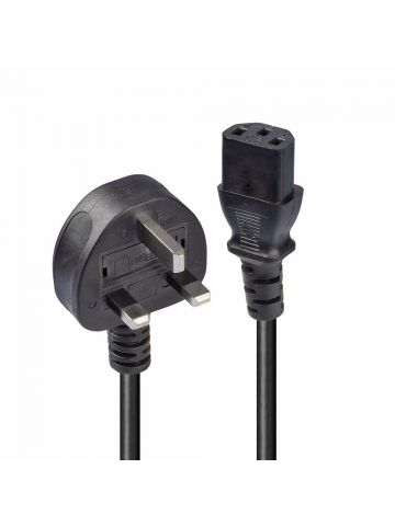 Lindy 0.2m UK 3 Pin Plug To IEC C13 Mains Power Cable, Black