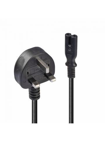 Lindy 3m UK 3 Pin Plug To IEC C7 Mains Power Cable, Black