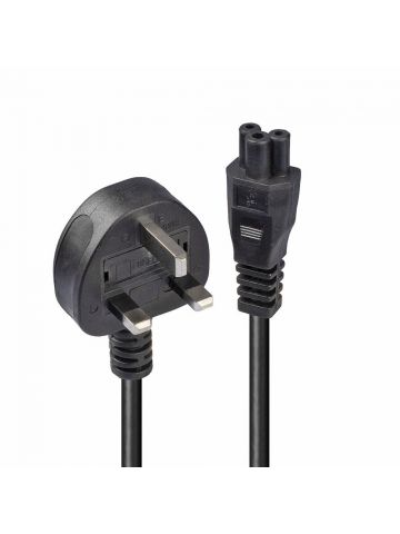 Lindy 3m UK 3 Pin Plug to IEC C5 "Cloverleaf" Power Cable, Black