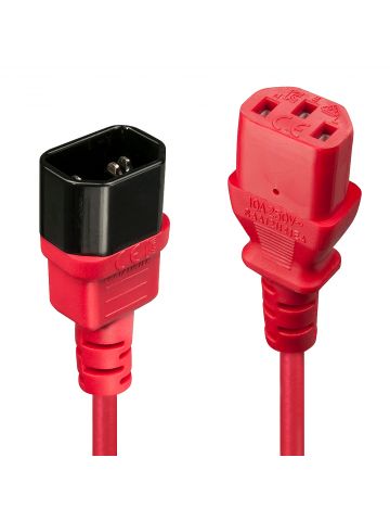 Lindy 0.5m C14 to C13 Extension Cable, red