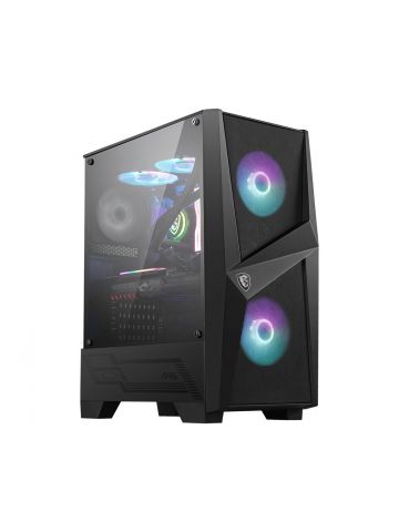 MSI MAG FORGE 100R Mid Tower Gaming Computer Case 'Black, 2x 120mm ARGB PWM Fan, 1x 120mm Fan, 1-6 ARGB Hub, Mystic Light Sync, Tempered Glass Panel, ATX, mATX, mini-ITX'