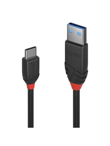 Lindy 0.5m USB 3.2 Type A to C Cable 3A, Black Line