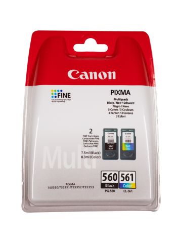 Canon 3713C006/PG-560+CL-561 Printhead cartridge multi pack black + color 7,5ml + 8,3ml Pack=2 for Canon Pixma TS 5350