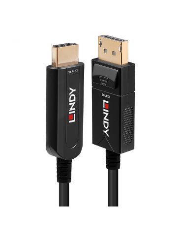Lindy 10m Fibre Optic Hybrid DP 1.2 to HDMI 18G Cable