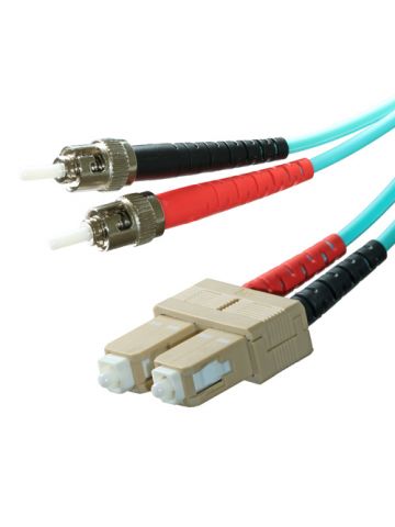 Cablenet 1m OM3 50/125 ST-SC Duplex Aqua LSOH Fibre Patch Lead