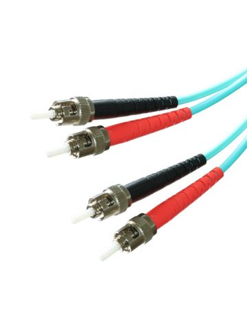 Cablenet 1m OM3 50/125 ST-ST Duplex Aqua LSOH Fibre Patch Lead