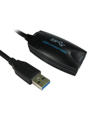 Cablenet 5m USB 3.0 Type A Male - Type A Female Active Black PVC Extension Cabl