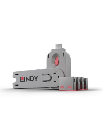 Lindy USB Port Blocker - Pack of 4, Colour Code: Pink