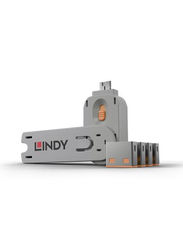 Lindy USB Port Blocker - Pack of 4 Colour Code: Orange