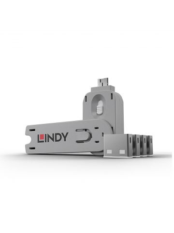 Lindy USB Port Blocker - Pack of 4, Colour Code: White