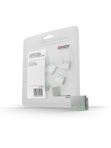 Lindy USB Port Blocker (without key) - Pack of 10, Colour Code: Green