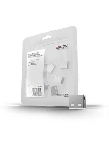 Lindy USB Port Blocker (without key) - Pack of 10, Colour Code: White